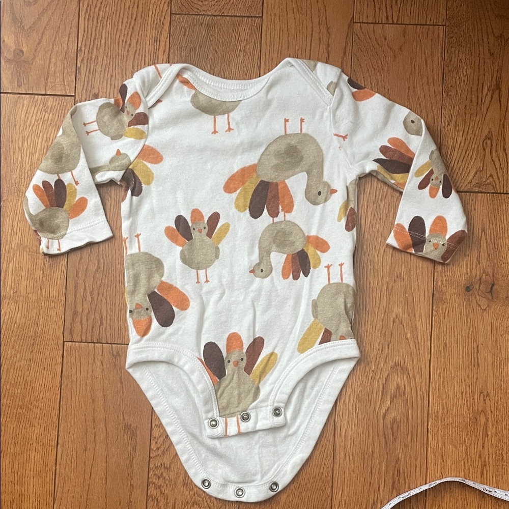 Carter's Cream and Brown Thanksgiving Turkey Bodysuit